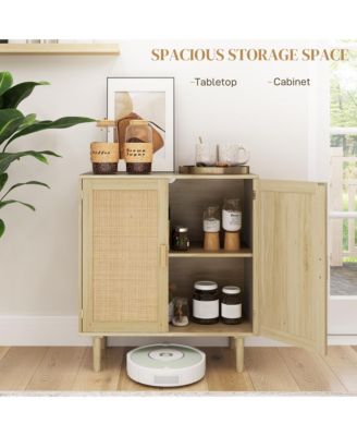 Bohemian Sideboard with 2 Rat Doors and Shelves, Natural