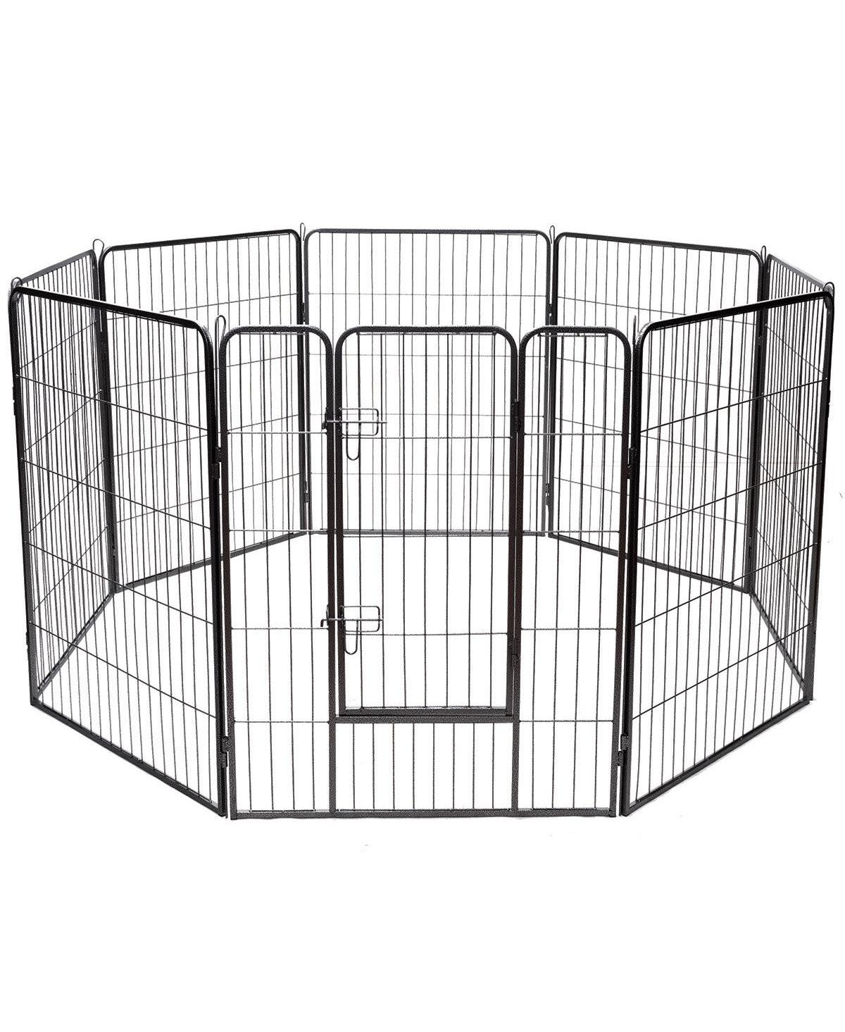 Sugift 8 Metal Panel Heavy Duty Pet Playpen Dog Fence with Door-40 Inch