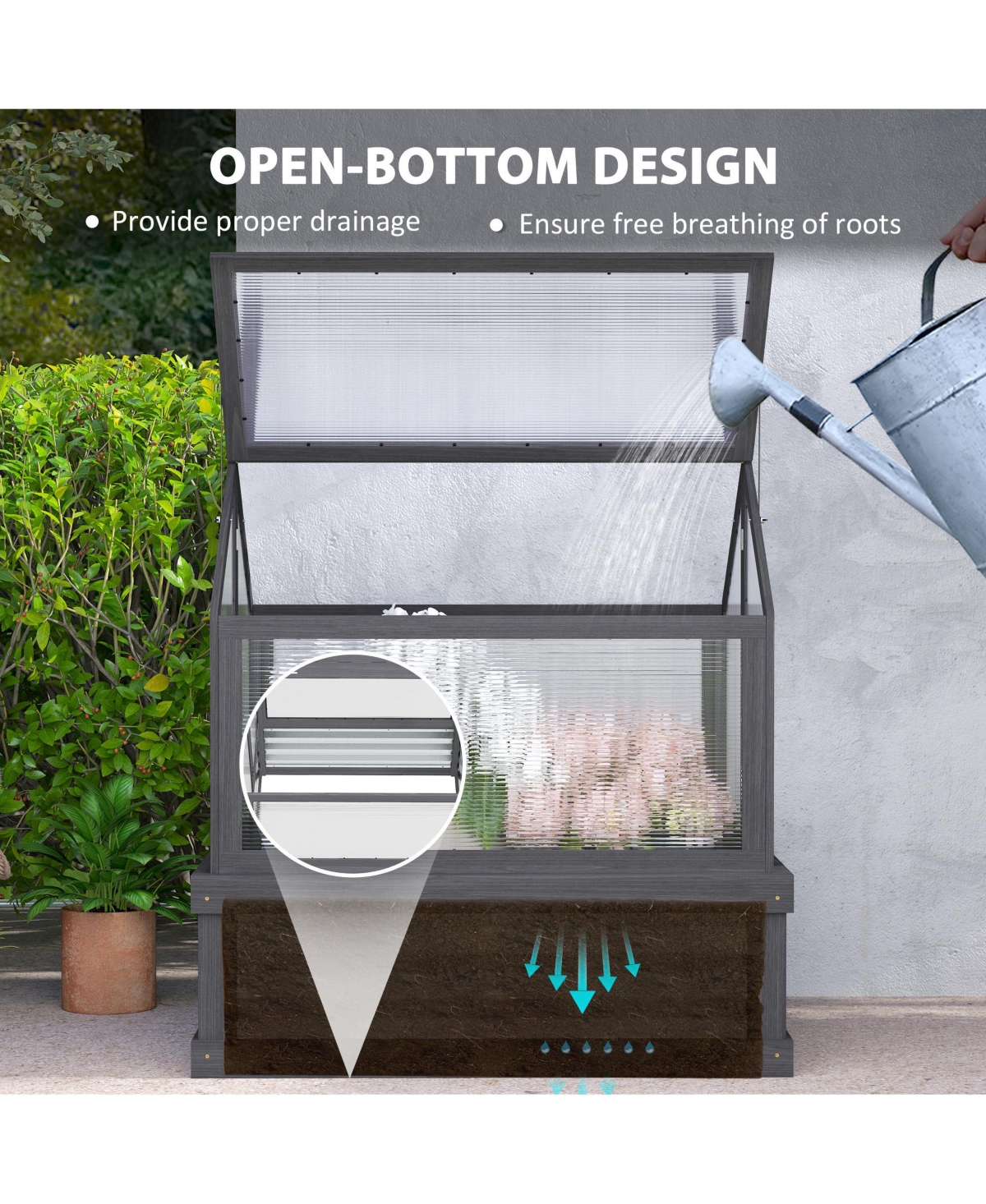 Outsunny Raised Garden Bed with Wooden Cold Frame