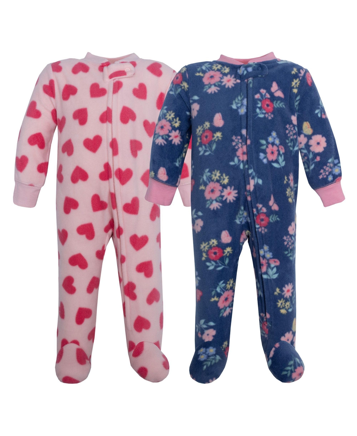 Hudson Baby Girls Fleece Sleep and Play, Blue Butterfly Floral, 0-3 Months