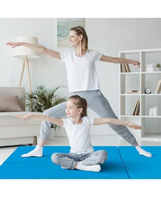 6 x 2 FT Tri-Fold Gym Mat with Handles and Removable Zippered Cover-Blue