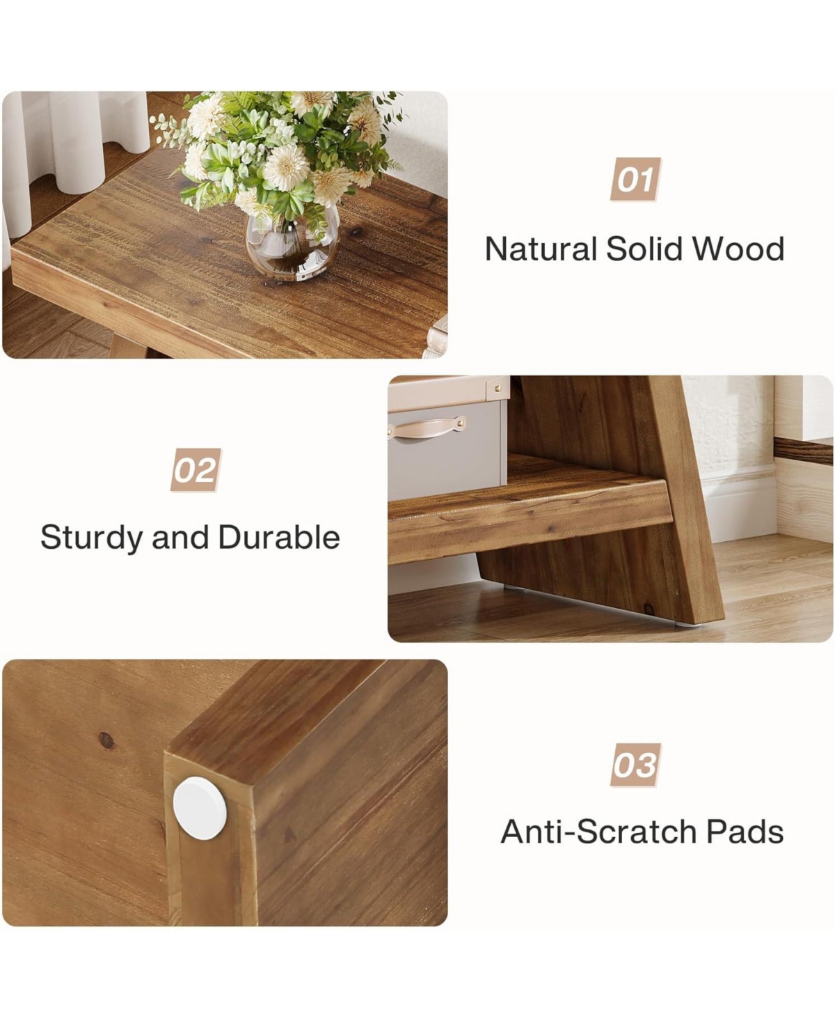 Tribesigns 2-Tier Entryway Bench, Hallway Foyer Solid Wood Seating with Open Shelves