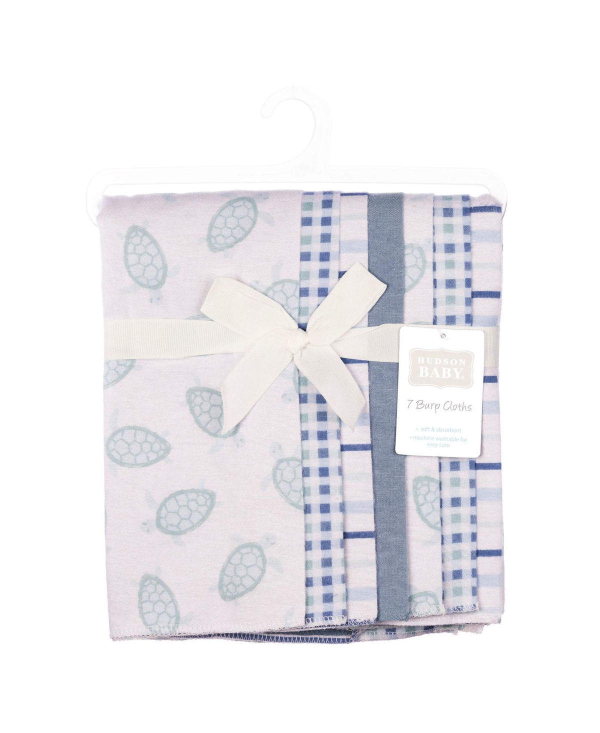 Hudson Baby Cotton Flannel Burp Cloths 7-Pack, Little Sea Turtle , One Size