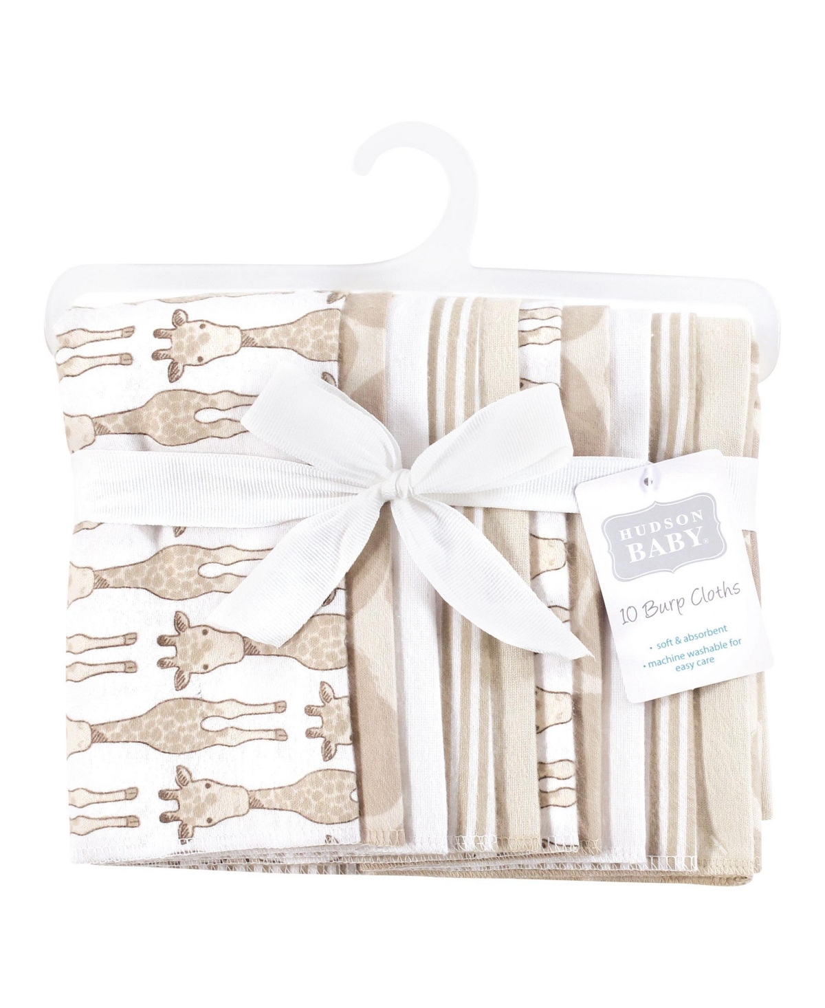 Hudson Baby Cotton Flannel Burp Cloths 10-Pack, Giraffe, One Size