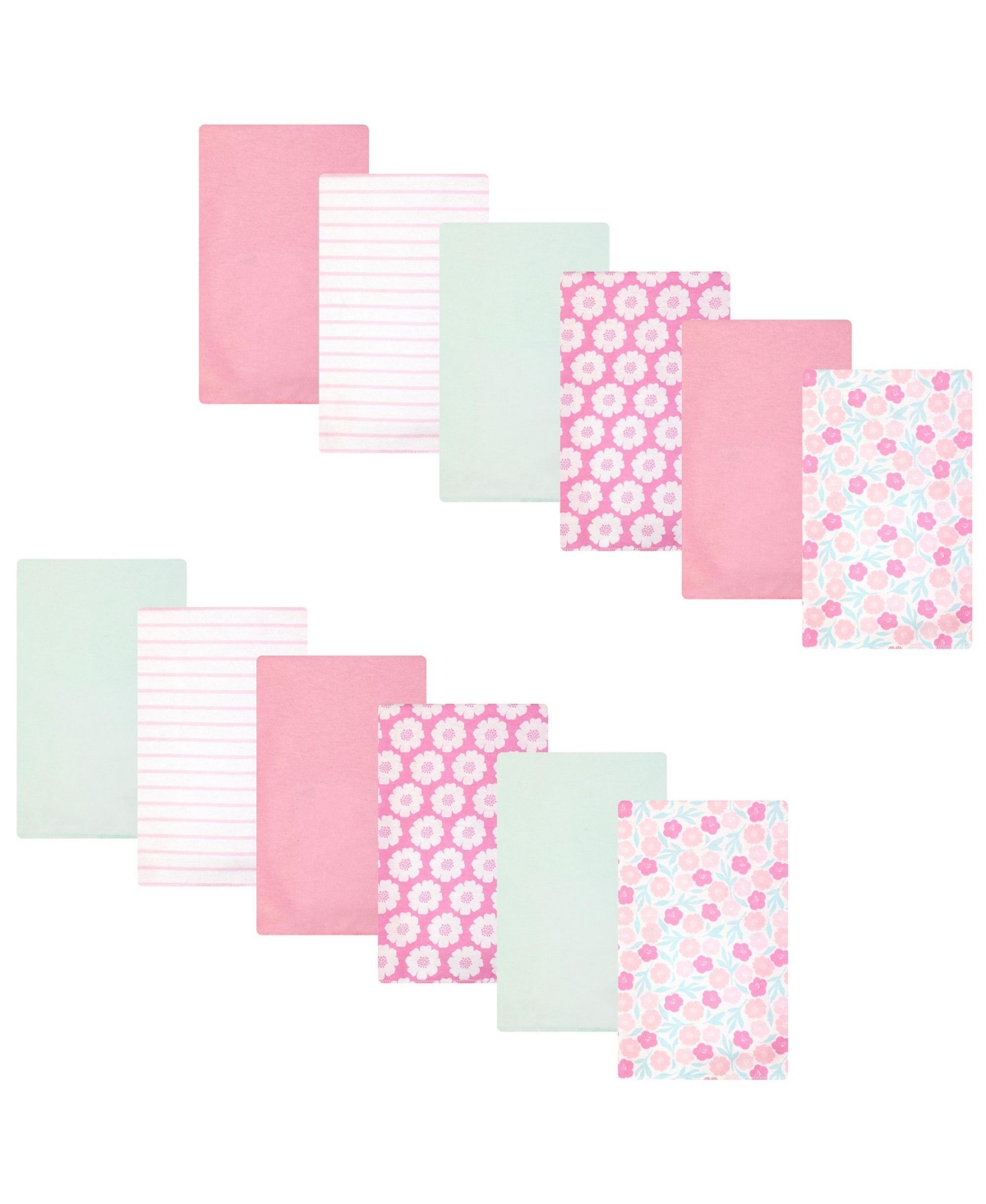 Hudson Baby Infant Girls Cotton Flannel Burp Cloths 12-Pack Bundle, Pink Daisies, One Size