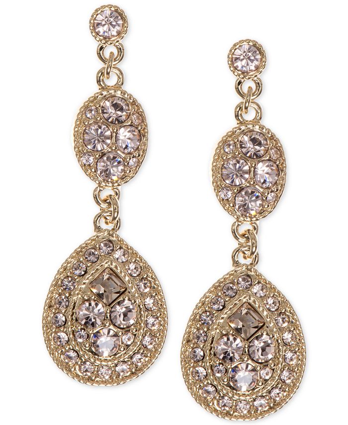 Givenchy Gold-Tone Crystal Double Drop Earrings & Reviews - Fashion Jewelry  - Jewelry & Watches - Macy's