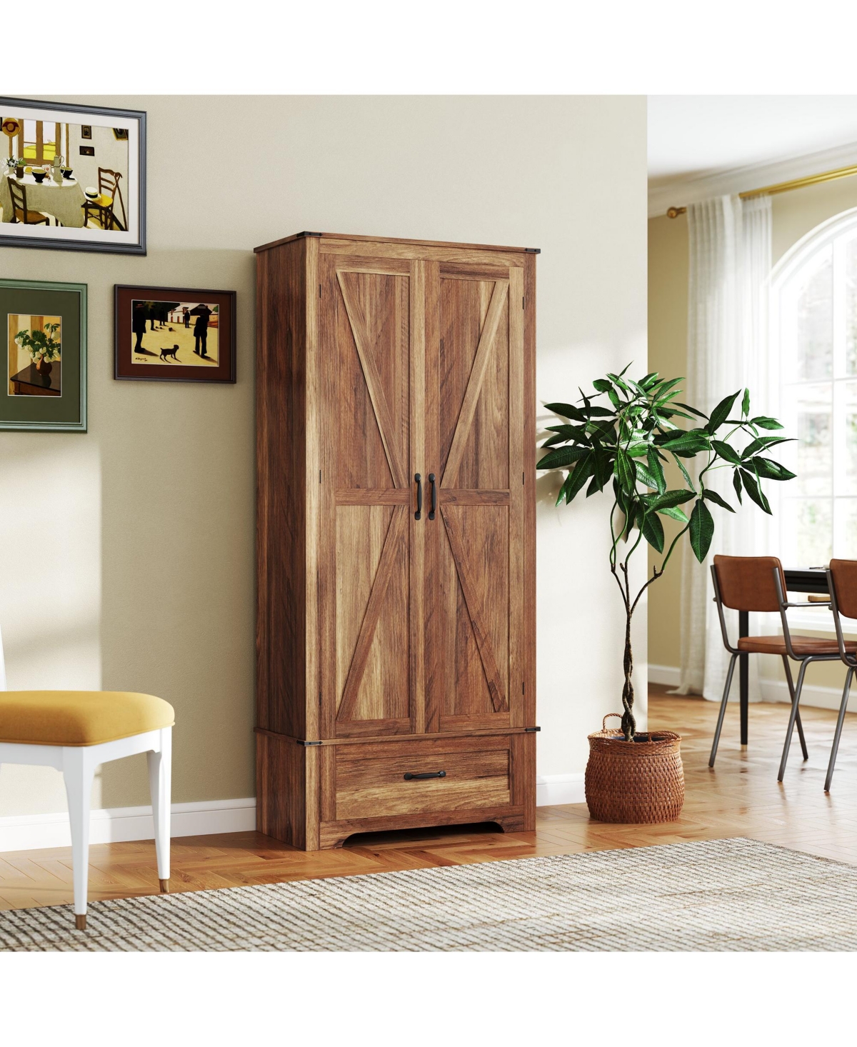 Homcom 72" Farmhouse Pantry Cabinet, Kitchen Cabinet