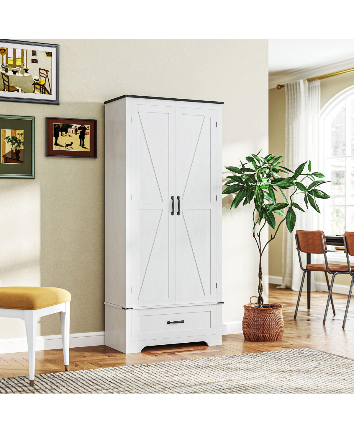 Homcom 72" Farmhouse Pantry Cabinet, Kitchen Pantry Cabinet