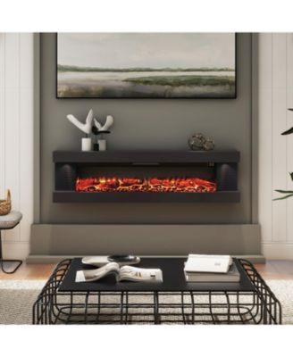 Suspended LED Light Mantel with Remote Control Stylish Electric Fireplace