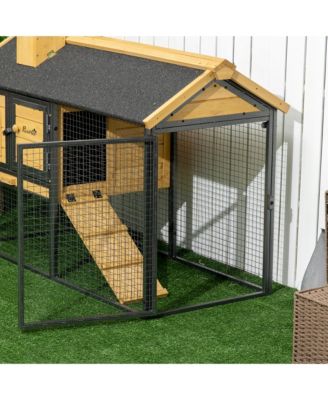 Wooden Rabbit Hutch Outdoor with Run, Bunny Cage with Removable Tray