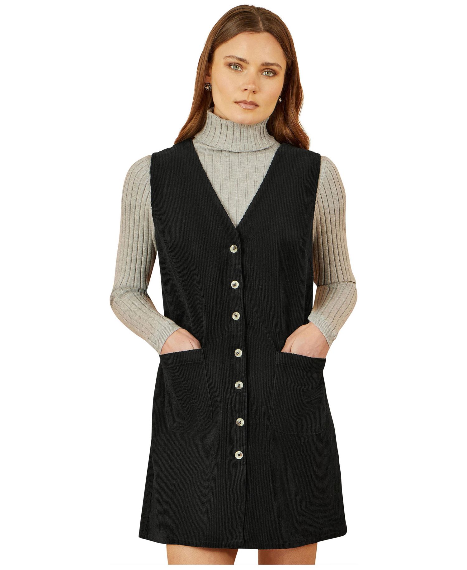 Women's Cord Tunic Dress With Pockets