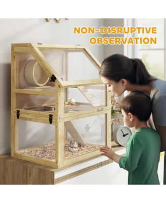 3 Tiers Wooden Hamster Cage w/ Detachable Bottom, 24" x 16" x 29.5"