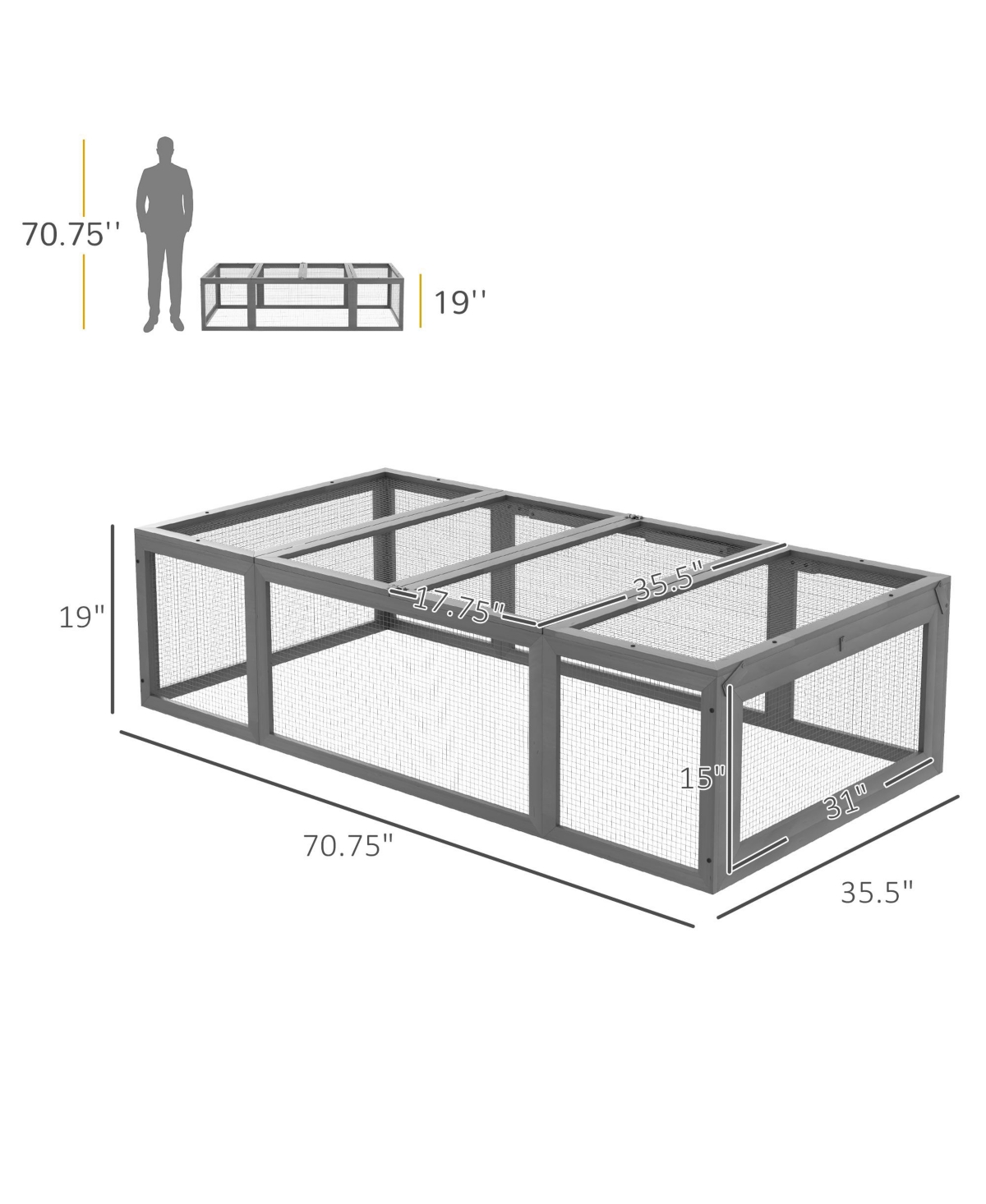 PawHut Large Wooden Rabbit Hutch Small Animal Habitat Enclosure