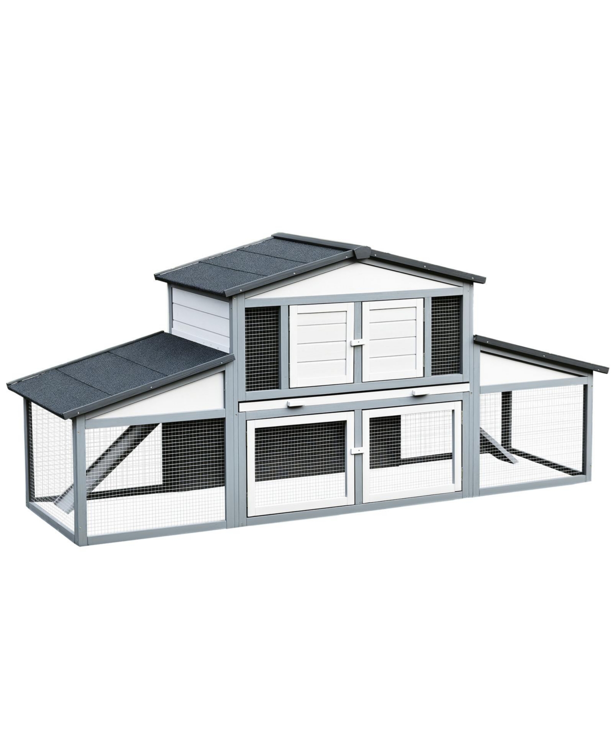 PawHut Large Rabbit Hutch, Outdoor Wooden Guinea Pig Cage,