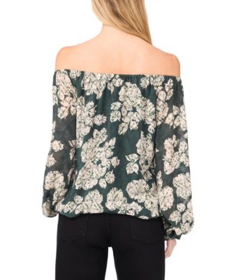 Women's Floral Off-The-Shoulder Long-Sleeve Top