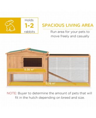 Wooden Small Animal House Rabbit Hutch Bunny Cage w/ Backyard Run Ramp