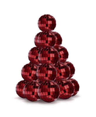 20PCS 1.6" Small Disco Ball Mirror Mini Hanging Decoration for Events Wedding 70s 80s Party Business Holiday Home Decor Red