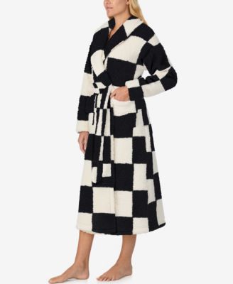 Women's Ultra-Cozy Belted Check Wrap Short Robe