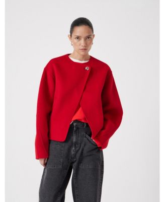 Women's Wool Double Faced Collarless Jacket