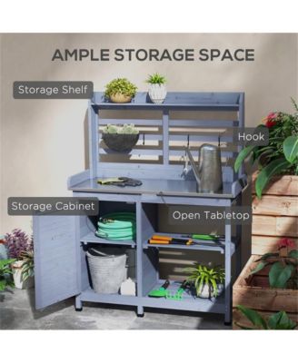 Durable Wooden Garden Workbench with Open Storage for Tools and Plants