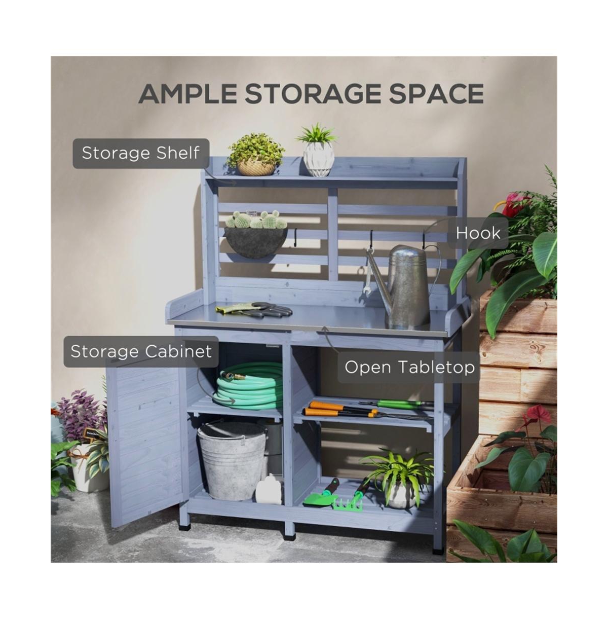 Durable Garden Workbench with Open Storage for Tools and Plants