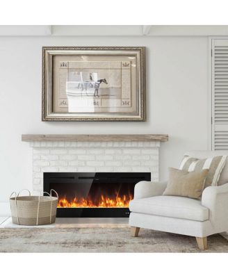 50 Inch Recessed Electric Insert Wall Mounted Fireplace with Adjustable Brightness