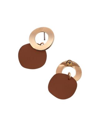 Women's The Circular-Plate Drop Earrings - Mocha Brown