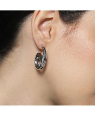 Women's The Mid-Gloss Bolt Hoop Earrings - Chrome Silver