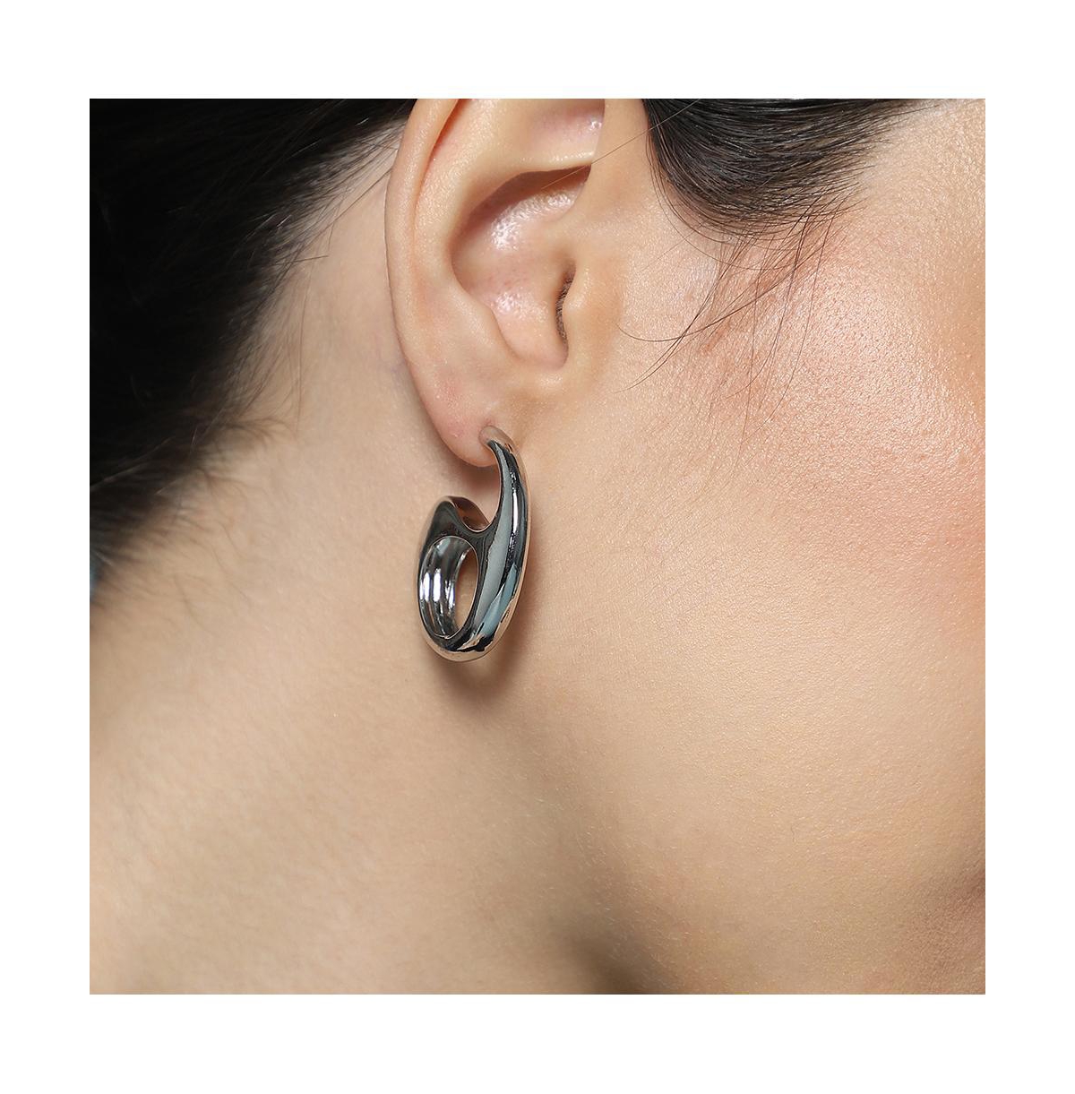 Women's The Mid-Gloss Bolt Hoop Earrings - Chrome Silver