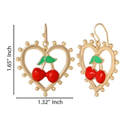 Cherry Heart Drop Earrings