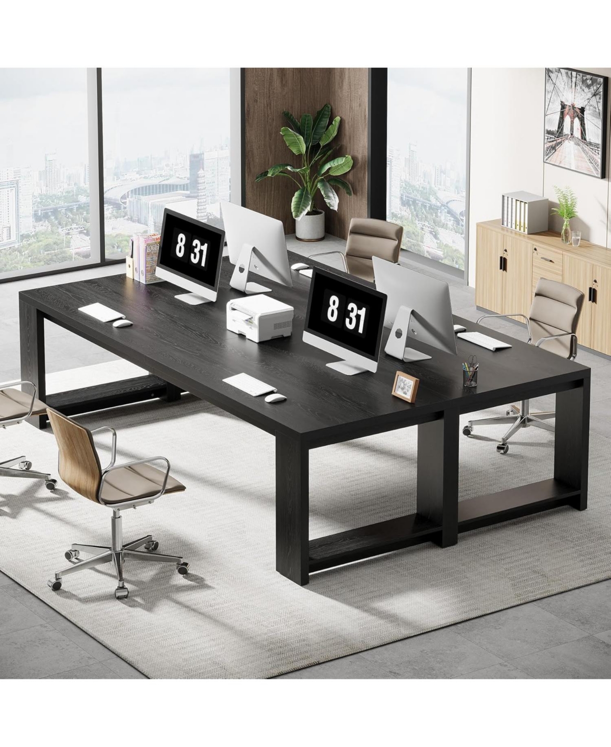 Tribesigns Two Person Desk,Gaming Table, 86.6 Inches Extra Long Desk, Double Computer Writing Table