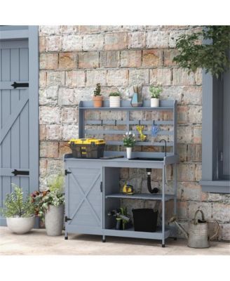 Sturdy Garden Work Bench with Open Shelf Storage