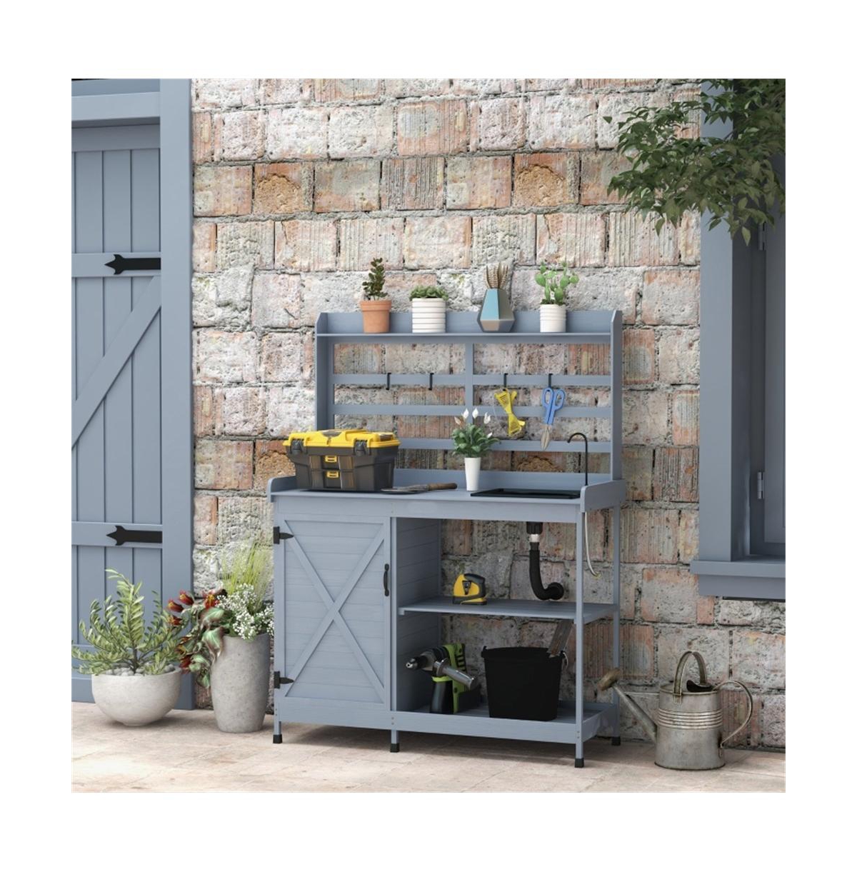 Slickblue Sturdy Garden Work Bench with Open Shelf Storage