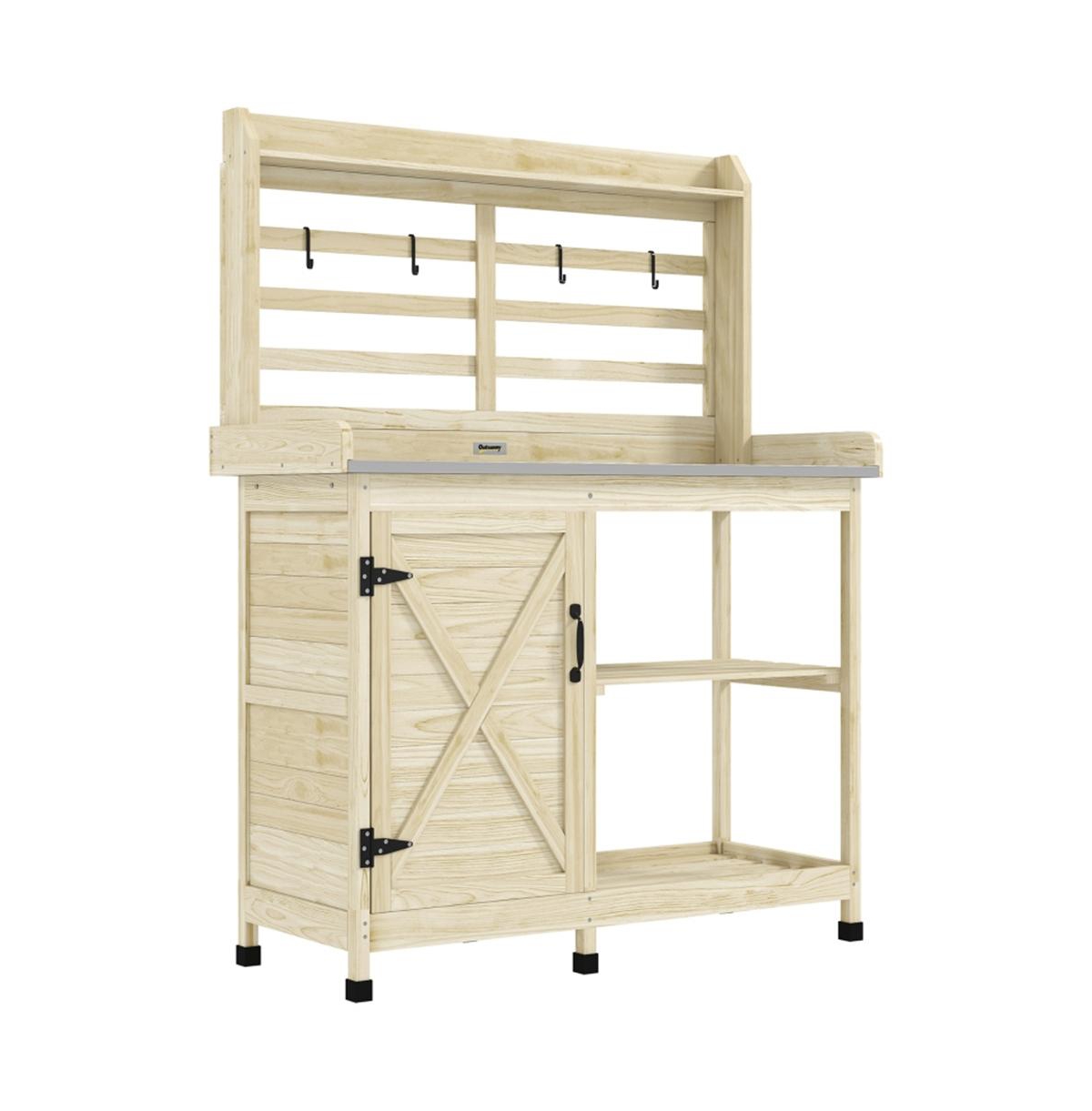Outdoor Potting Bench with Open Shelf Storage for Gardening Needs
