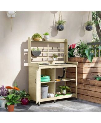 Compact Outdoor Workbench with Open Storage for Garden Use