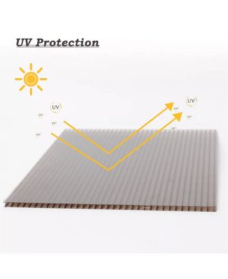 6Pcs 62'' (W) x 28'' (L) x 0.2'' Polycarbonate Gazebo Proof Panels,  Waterproof UV Protected Reinforced Sheets, Twin-Wall Bronze Sheets