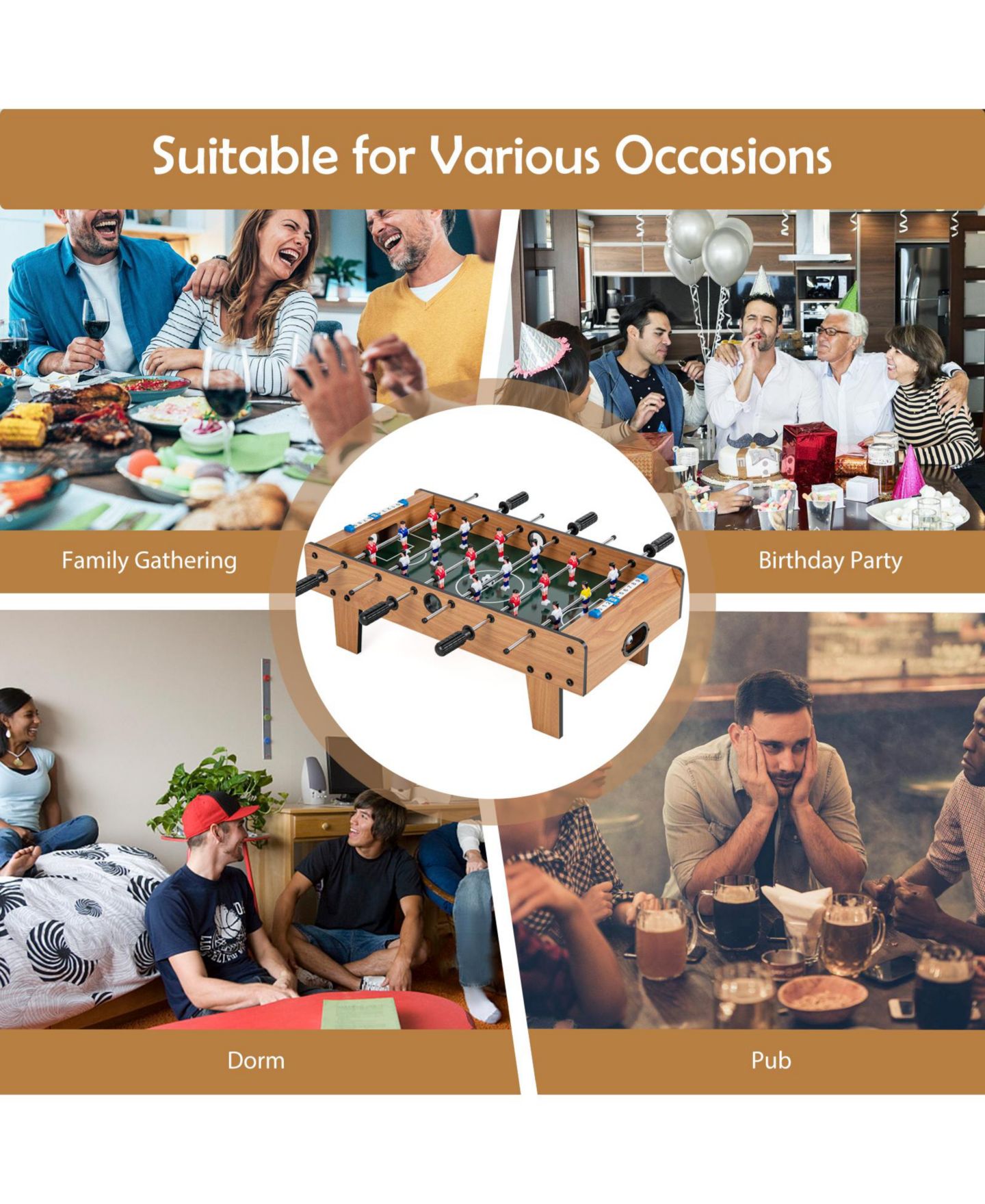 Детская игрушка SUGIFT 27-Inch Tabletop Foosball Table, Includes 20 Game Pieces, Ages 14+, цвет: Коричневый — фото 4