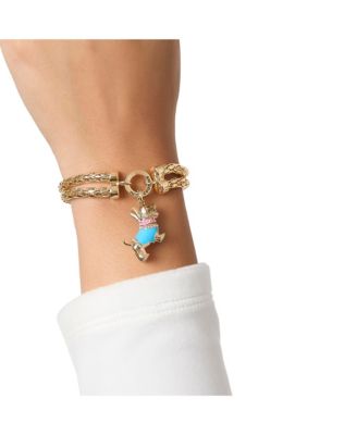 Double Chain Bracelet with Blue Dog Charm