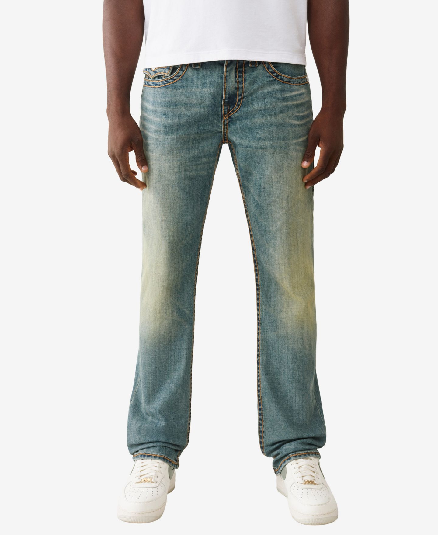 Мужские джинсы True Religion Ricky Super Straight-Fit, цвет: Стальная средняя варка — фото 1