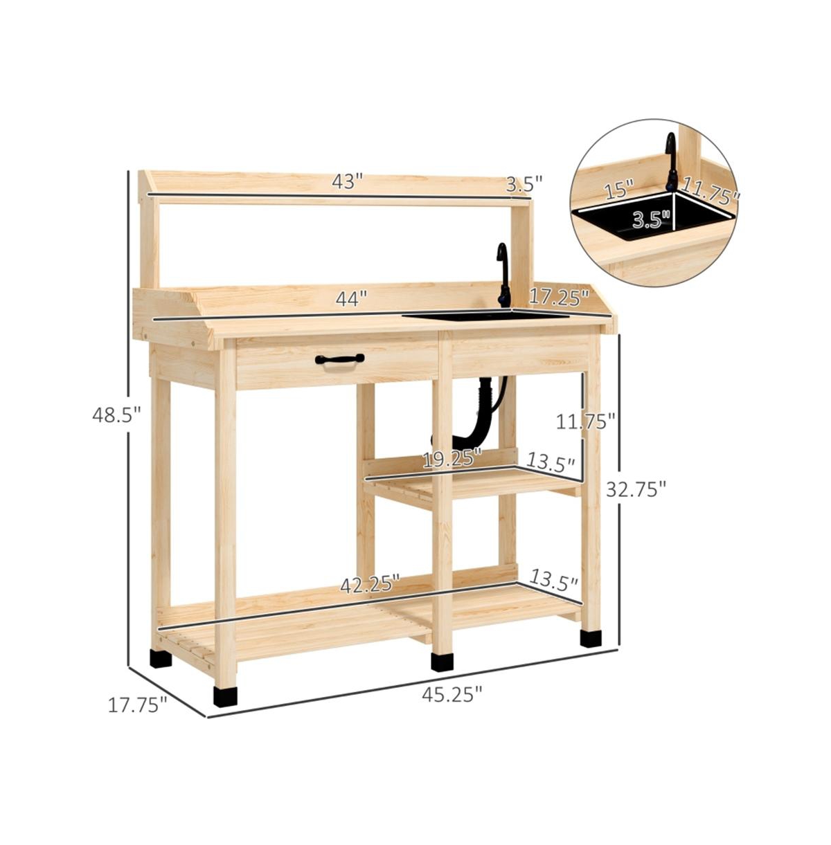Sturdy Garden Work Bench with Open Shelves for Tools and Plants