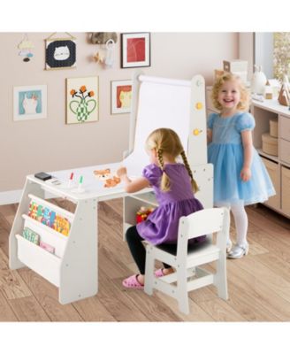Kids Table and Chair Set with 3-in-1 Easel and Storage