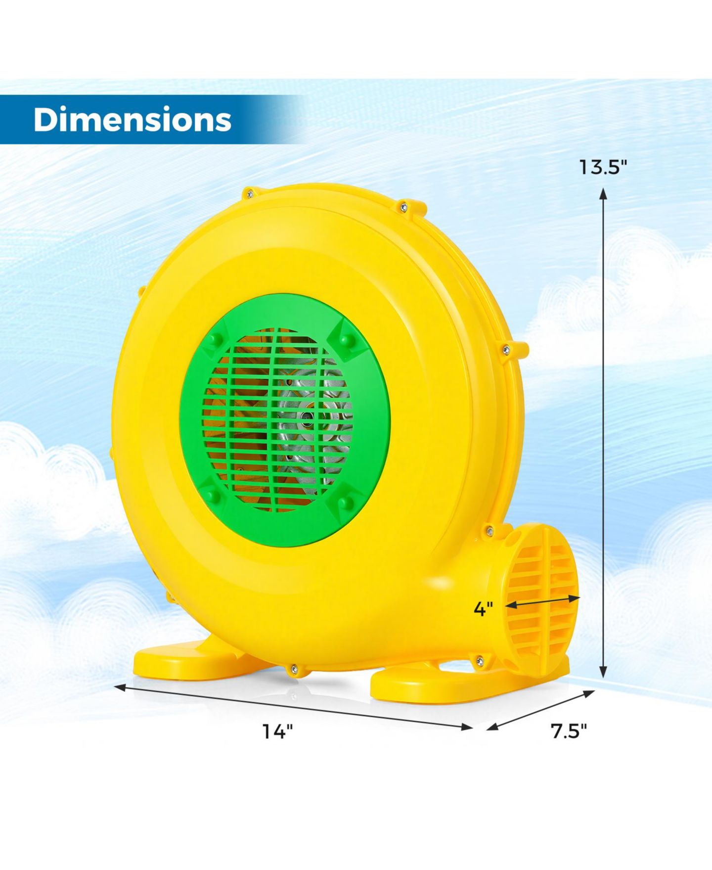 Детская игрушка SUGIFT 480W Bounce House Blower with Handle and Ground Stakes, цвет: Жёлтый — фото 3