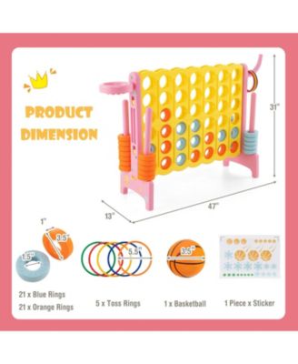 4-in-a-Row Connect Game with Basketball Hoop and Toss Ring