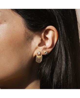 Light Seeker White Topaz Starburst Stud Earrings