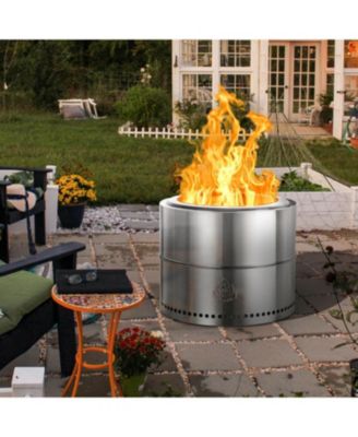 19" Smokeless Fire Pit, Stainless Steel, Portable with Ash Pan