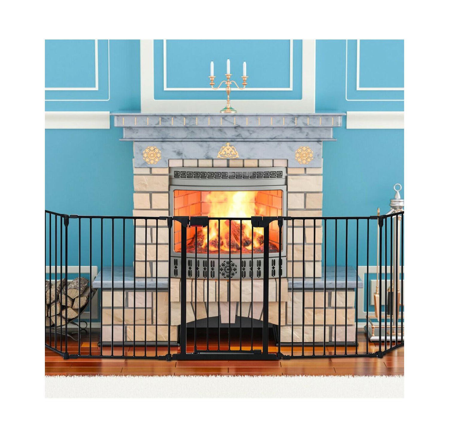 115 Inch Length 5 Panel Adjustable Wide Fireplace Fence