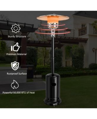 50000 BTU Stainless Steel Propane Patio Heater with Trip over Protection