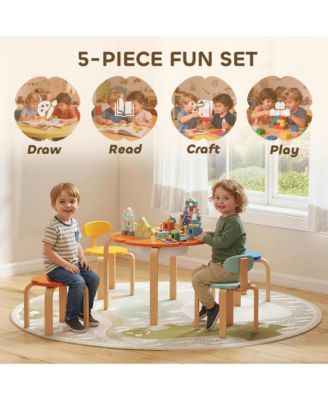 Kids Table and Chairs Set, 5 Piece Toddler Table and Chair Set