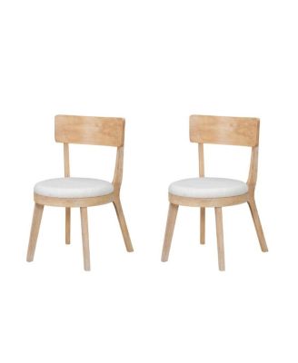 3-Piece Mid-Century Modern Dining Set, 39.4" Round Table and 2 Upholstered Chairs, Oak Finish, for Kitchen or Small Apartment