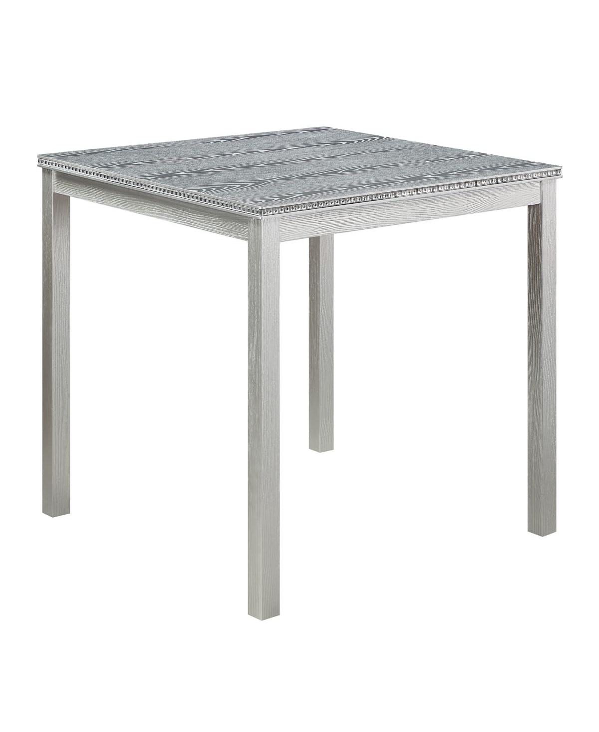 5-Piece Counter Height Dining Set with 4 Upholstered Chairs, 34.5" Square Table Crystal Trim for Small Room-Maison Boucle